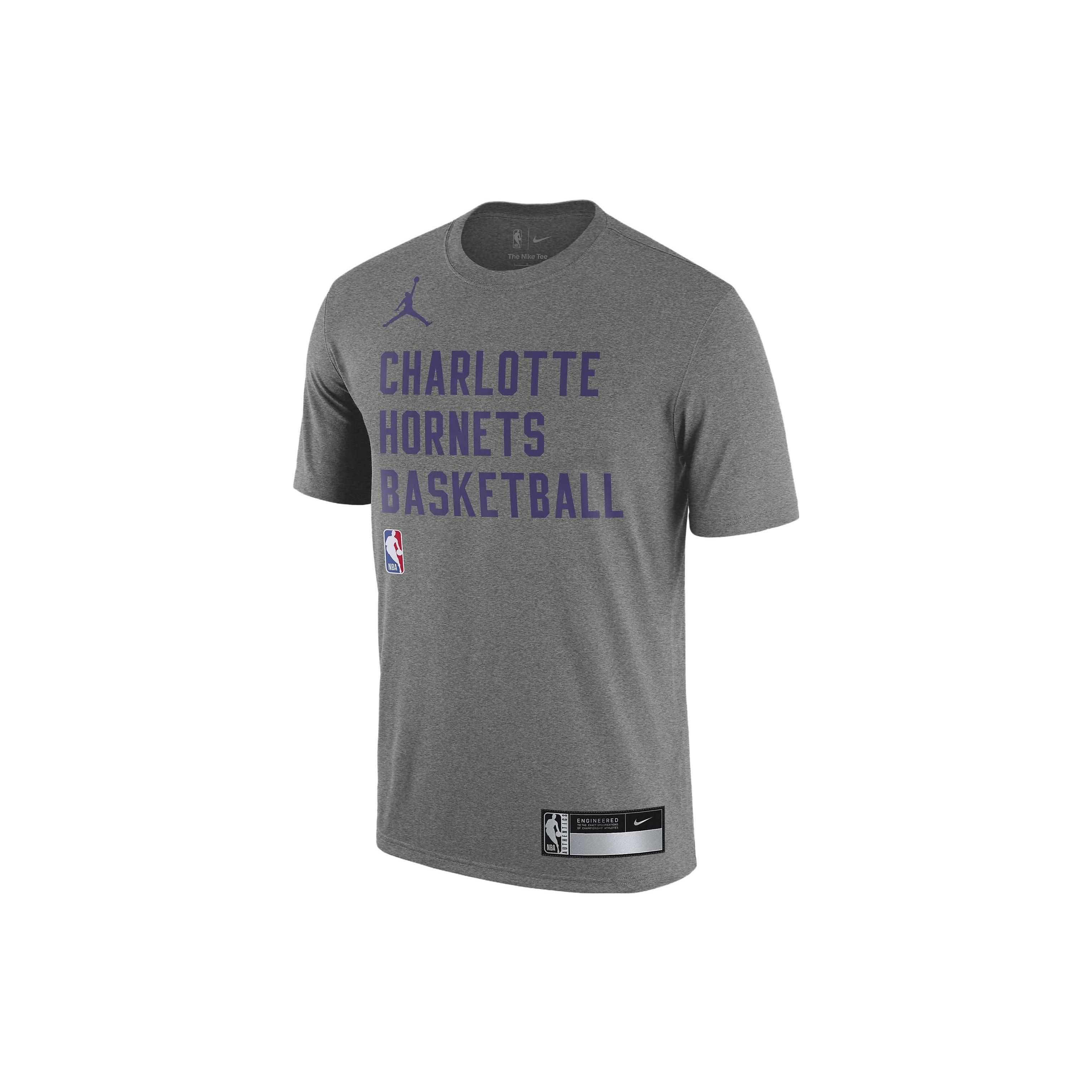 Air Jordan x NBA Charlotte Hornets Logo T-Shirt Grey Men s FJ0171-063 XL