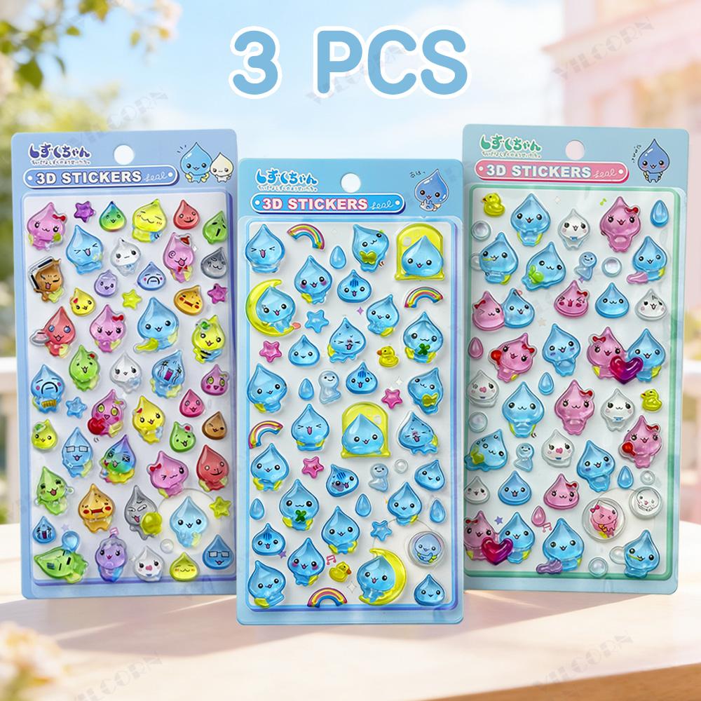 Cute 3D Crystal Drop Stickers Waterproof Decals for Phone Laptop Journal DIY Decoration