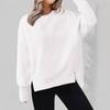 Women's Casual Crew Neck Sweatshirt Long Sleeve Side Split Solid Color Spring Autumn and Winter Pullover Hoodie Sweatshirt Sports On