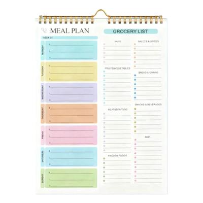 Twin Wire Binding Dietary Journal Notebook Magnetic Weekly Meal Planner 52 Sheets Lined For Refrigerator 14.8x21.78cm