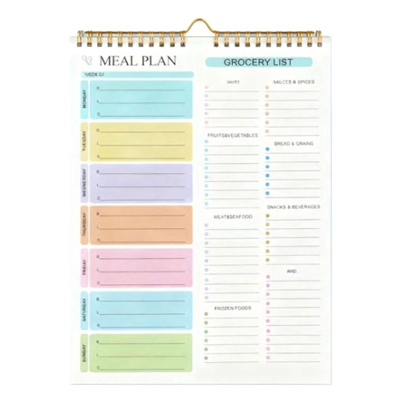 

Twin Wire Binding Dietary Journal Notebook Magnetic Weekly Meal Planner 52 Sheets Lined For Refrigerator 14.8x21.78cm 1