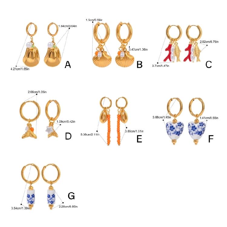 Stylish Gold Color Earrings with Scallops Shells Charm Jewelry Accessory Decoration for Women Who Love to Travel