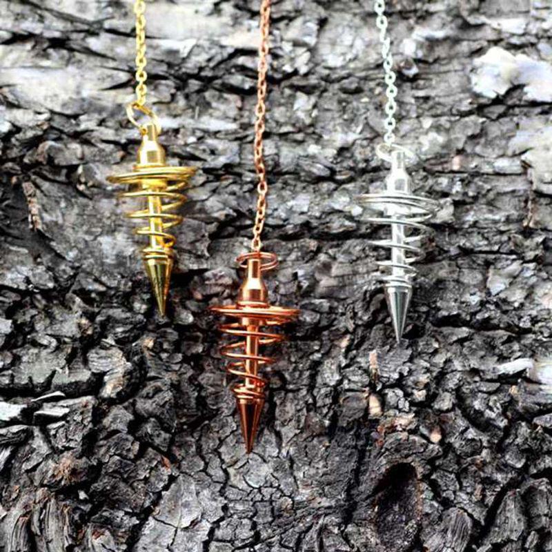 Kovové proutkařské kyvadlo Věštění Věno Reiki Léčivé kyvadlo Řetízek Spirála Cívka Bod Meditace Přívěšek na vyvažování jógy