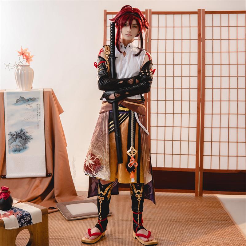ROLECOS Game Shikanoin Heizou Cosplay Costume Brown Men Cosplay Costume Halloween Top Pant Uniform Full Set