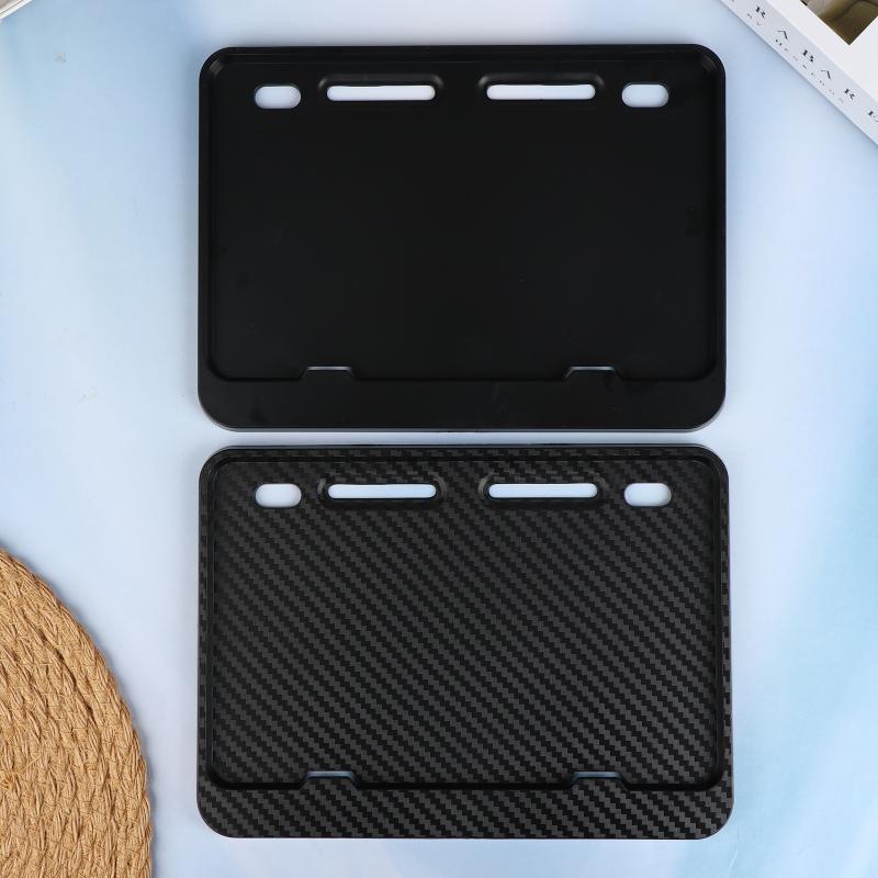 1Pcs Car License Plate Hollow Solid Double-Layer Motorcycle License Plate Frame Carbon Grain Resin License Plate Frame