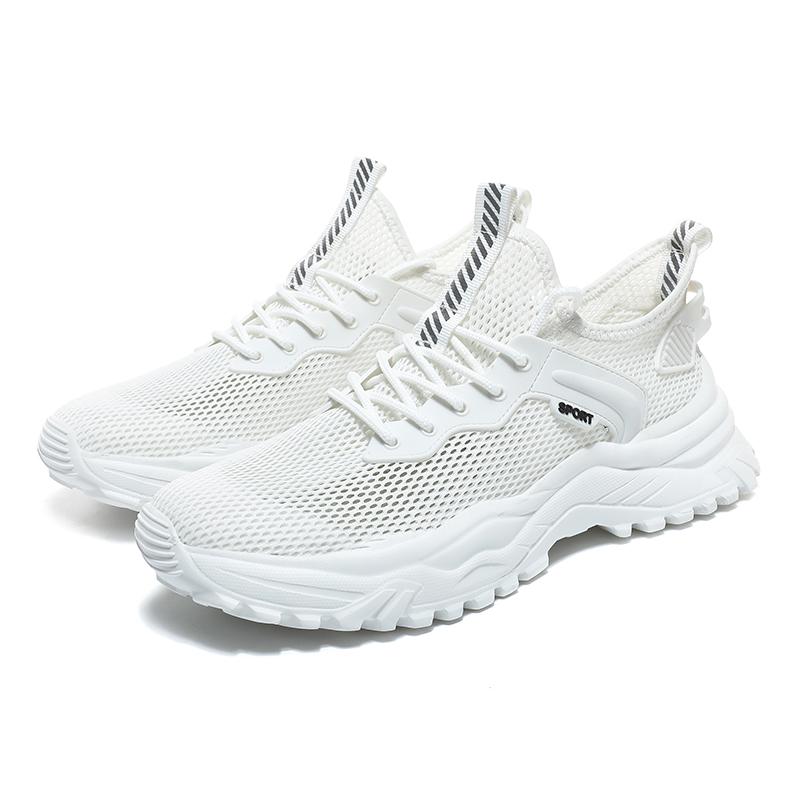 

Men s Mesh Breathable Shoes Summer Non Slip Thick Sole Casual Fashion Sports Shoes Wear Resistant Sneakers for Men 48 білий