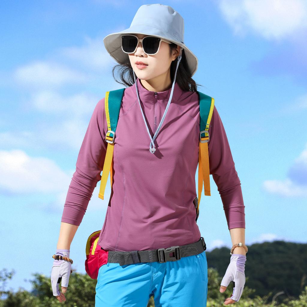 Outdoor sunscreen light and breathable quick-drying clothes women's long-sleeved T-shirt top hiking mountaineering sportswomen's summer