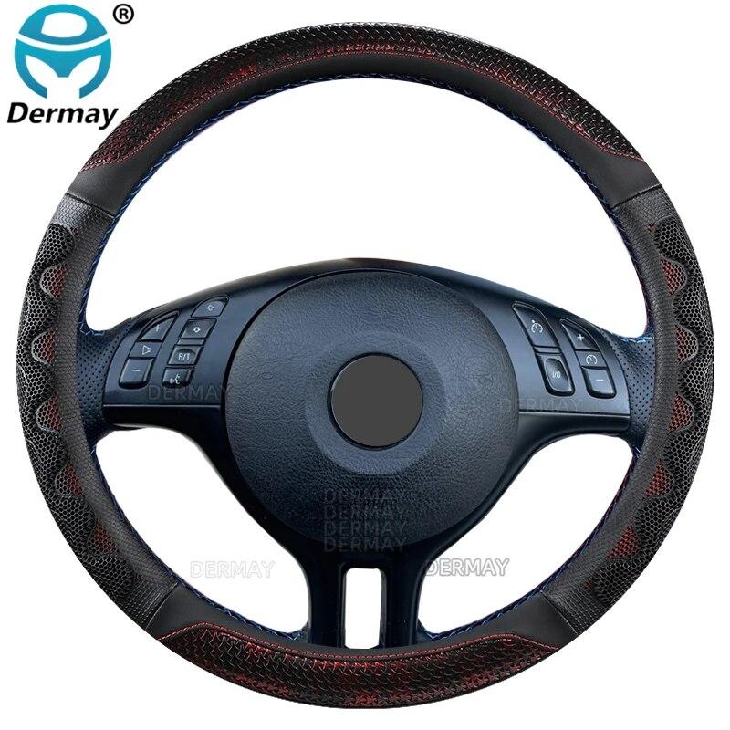 For BMW E46 3 Series M3 DERMAY Car Steering Wheel Cover Microfiber Leather+Carbon Fiber 16 Colors High Quality Auto Accessories