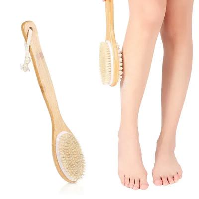 Handheld Portable Shower Brush Natural Wooden Wet Dry Skin Body Bristle Brush Soft SPA Brush Bath Massager