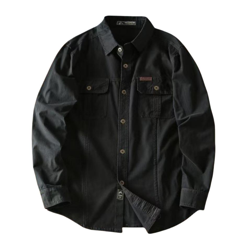 Men's Spring Pure Cotton Autumn Casual Loose Work Clothes Washing Shirt