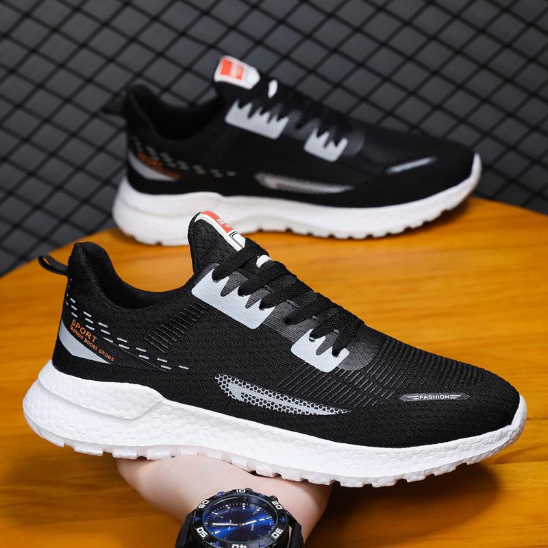 Sports Shoes Men's Trend Low Top Running Shoes Air Cushion Men's Shoes 2023 Spring and Autumn New Flying Weaving Net Surface Casual Shoes