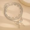 Charm Imitation Pearl Clavicle Chain Multi-layer Bowknot Pendant Choker  Summer