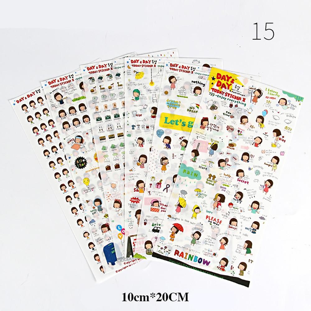 6 Sheets Cartoon Creative Stickers DIY Scrapbook Diary Phone Decorative Stickers Stationery