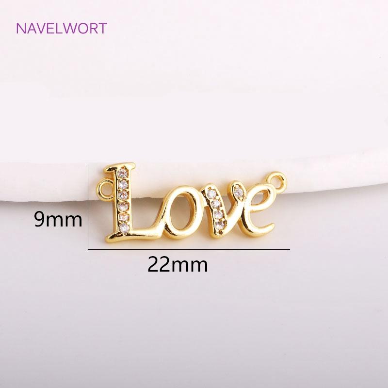 

Trendy LOVE Pendant For Jewelry Making,14K Gold Plated Inlaid Zircon Letter Connectors DIY Necklace Making Parts 1 piece