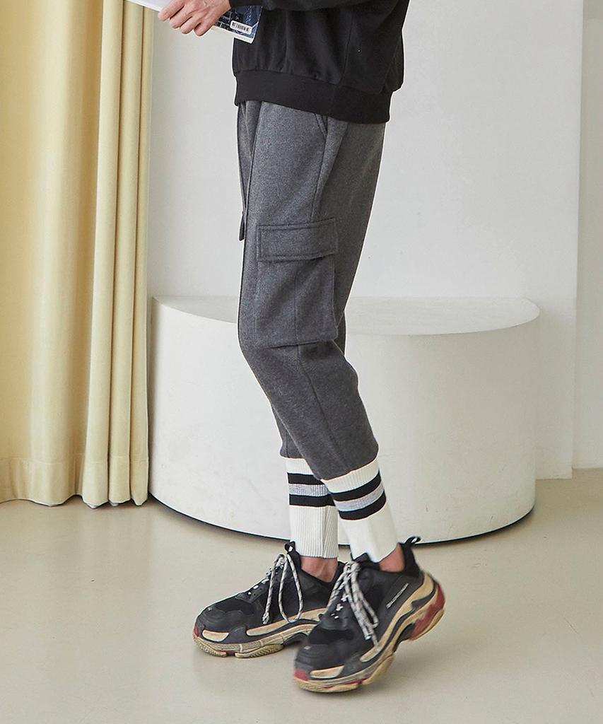 Jikeulib Fleece-Lined String Elastic Cargo Pocket Jogger Pants