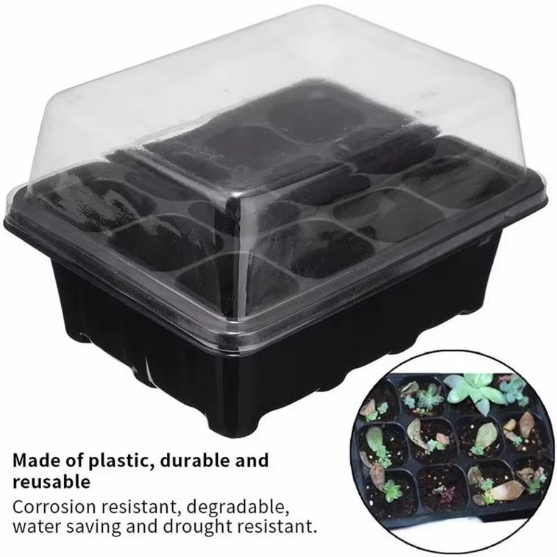 12Holes Seedling Trays Seed Starter Tray Plastic Nursery Pots With Breathable Hole Planting Seed Growing Starting Seedling Tray