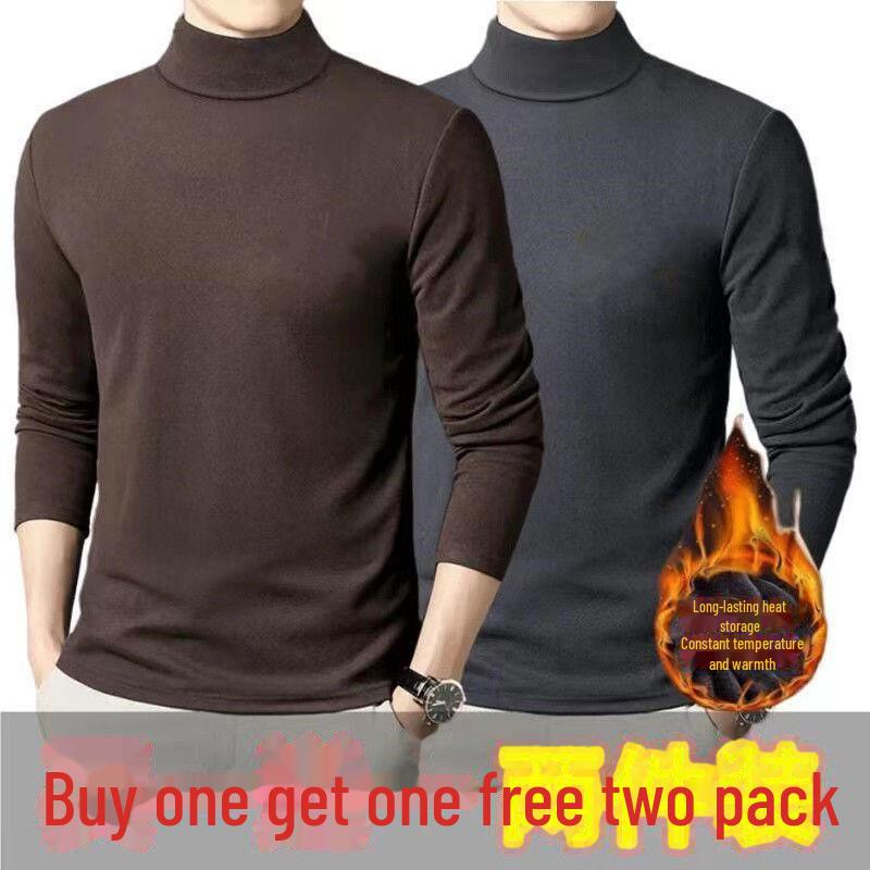 VantaGoods Warme fluwelen top met lange mouwen en halve col voor heren M