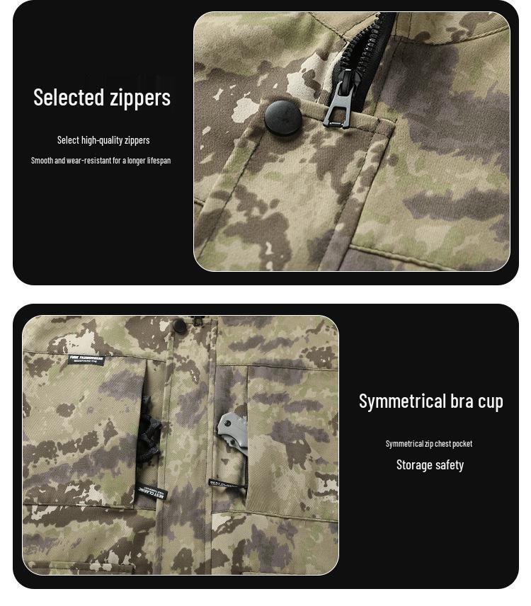 Set de îmbrăcăminte de lucru camuflaj pentru bărbați, pentru exterior: Îmbrăcăminte tactică de alpinism respirabilă, rezistentă la uzură, pentru primăvară și toamnă.