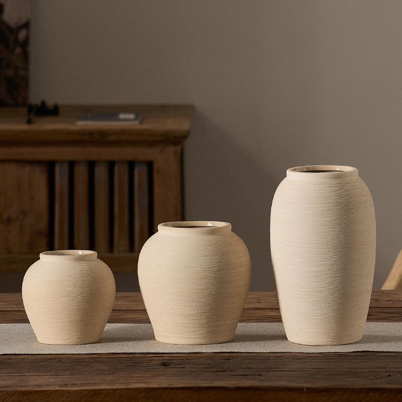 Terracotta Ceramic Vase: Rustic Pottery Flower Vessel for Living Room, Hotel, or Outdoor Décor