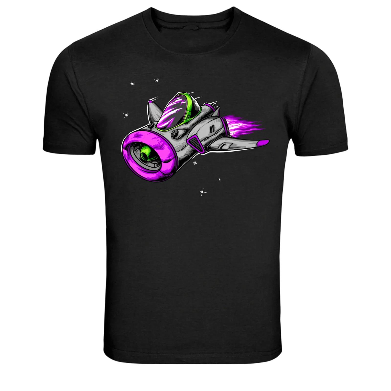 Rocket Spaceship Cartoon Space Graphic T-Shirt XXXXL