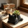 Mini Planter Pot 3D Printed Cat Lying Kitten Succulents Herb Plants Indoor Plant Flower Container for Outdoor Home Balcony Garden Decor Shaped