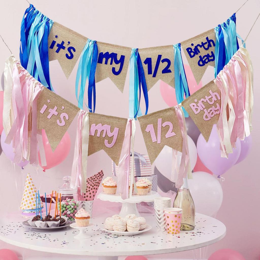 High Chair Banner Half Way To First Banner Birthday Decoration for Birthday