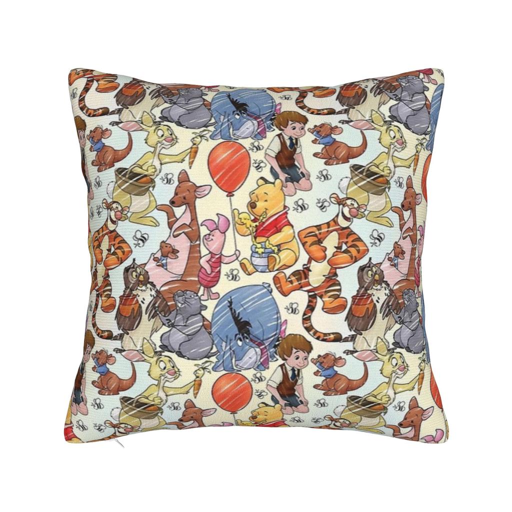 Winnie The Pooh And Tigger Square Pillow Cases Cute Bee Cushion Cover Customized Zipper Decor Pillowcase for Home