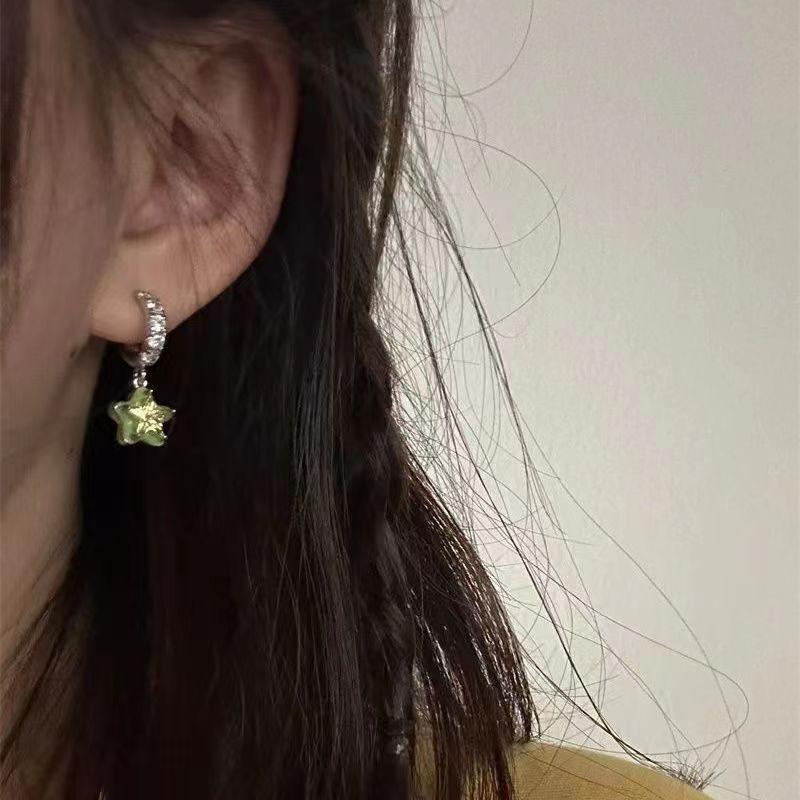 

New sandwich candy colorful gemstone earrings niche design sense versatile light luxury retro temperament high-end ears