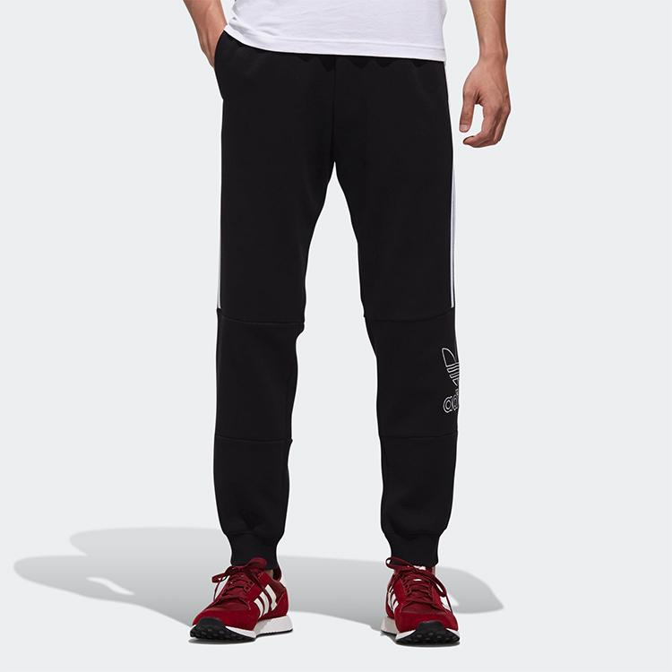 Adidas Originals Trefoil Logo Print Casual Tapered Track Pants Men Bottoms Black DX4225