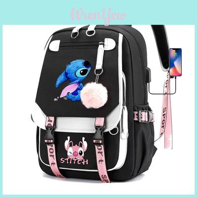 Stitch Cartoon Rucksack Für Jungen Mädchen Mit Usb Ladeanschluss