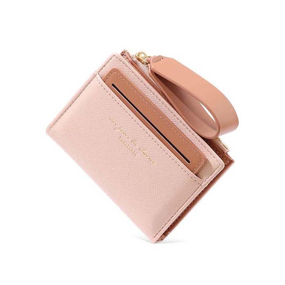 Portable Solid Color Card Bag Multiple Card Lady Short PU Purse Women Folding Wallet Business