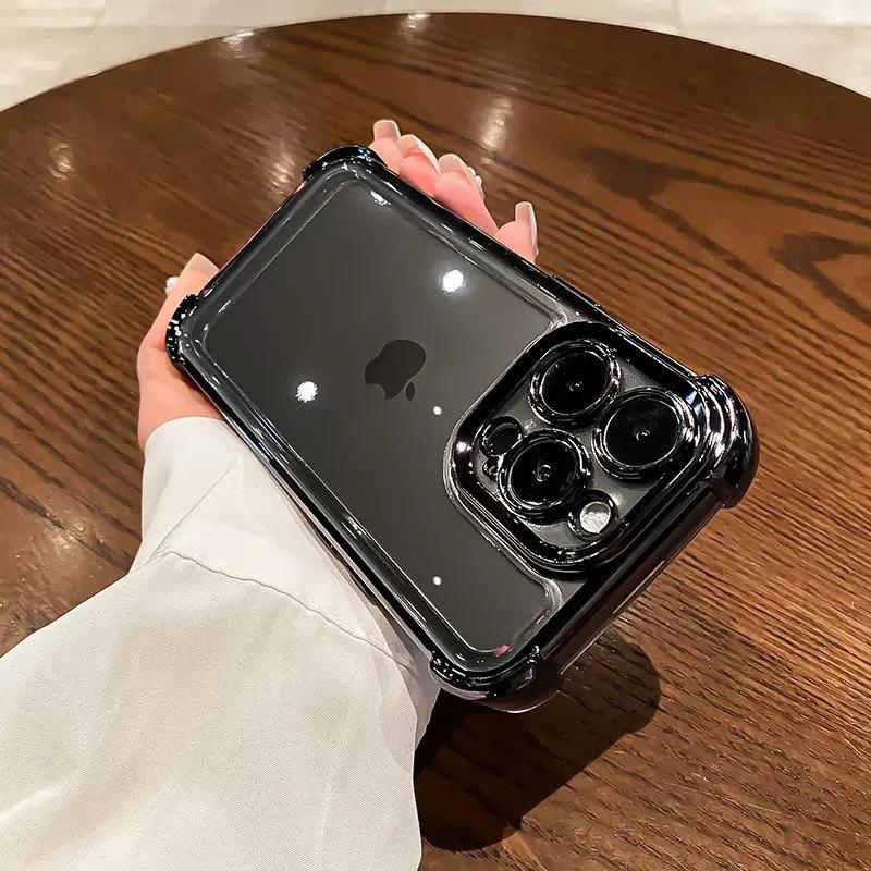 

Роскошный гальванический прозрачный чехол для iPhone 14 13 12 11 Pro Max X Xs XR Max Plus, противоударный бампер, чехол iPhone X чёрный