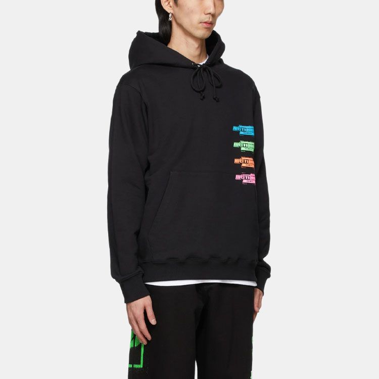 We11done Ss21 Multicolor Logo Terry Hooded Sweatshirt Unisex sweatshirt Black WD-TH1-21-502-U-BK