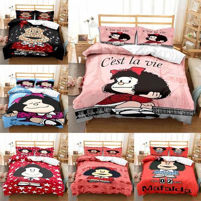 Cartoon Mafalda Bedding Sets Bed Cover Comforter Duvet Cover Pillow Case 2-3 Pieces Sets Kids Adult Size Bedroom Decoration