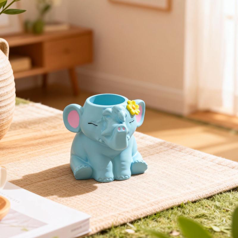 Elephant Flower Pot Storage Jar Silicone Mold Diy Vase Candle Gypsum Pen Holder Mold
