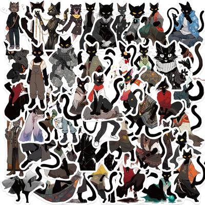 50 Schwarze Katze Anthropomorphe Teenager Graffiti Aufkleber Gitarre Laptop Koffer DIY Wasserdichte Aufkleber