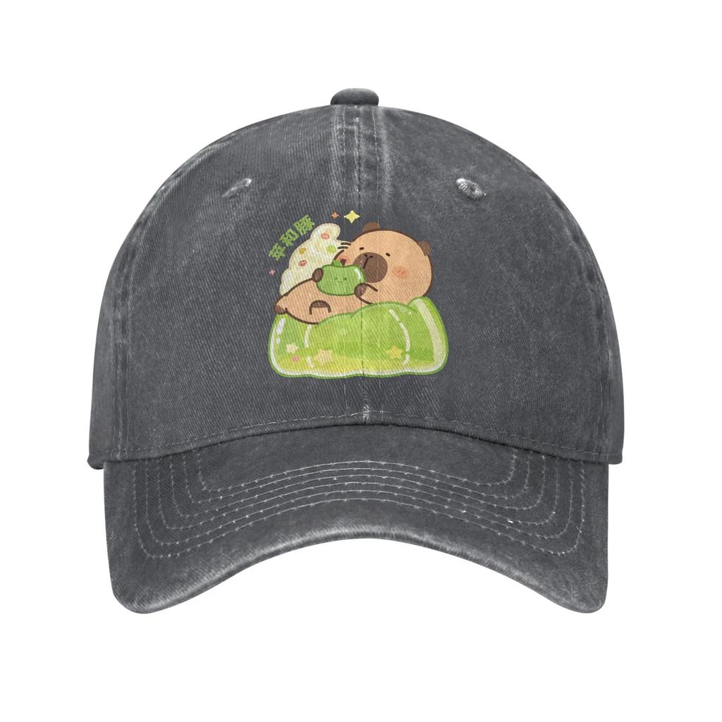 Cartoon Cute Capybara Unisex Women Baseball Caps  Distressed Washed Caps Hat Fashion Outdoor Running Golf Adjustable Fit Sun Cap
