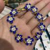 Delicate Small Fresh Enamel Dripping Oil Blue And White Flower Necklace Bracelet Stud Earrings Jewelry Versatile Bracelet Bracelet Women