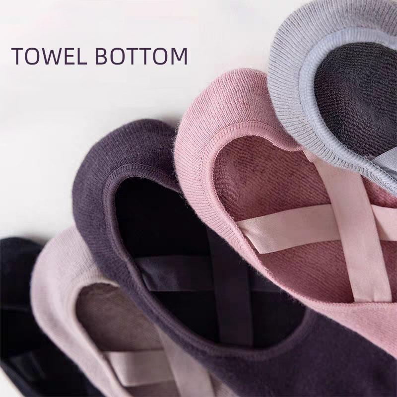 Yoga Socks Women Cotton Silicone Non-slip Pilates Grip Towel No-Show Barre Sock
