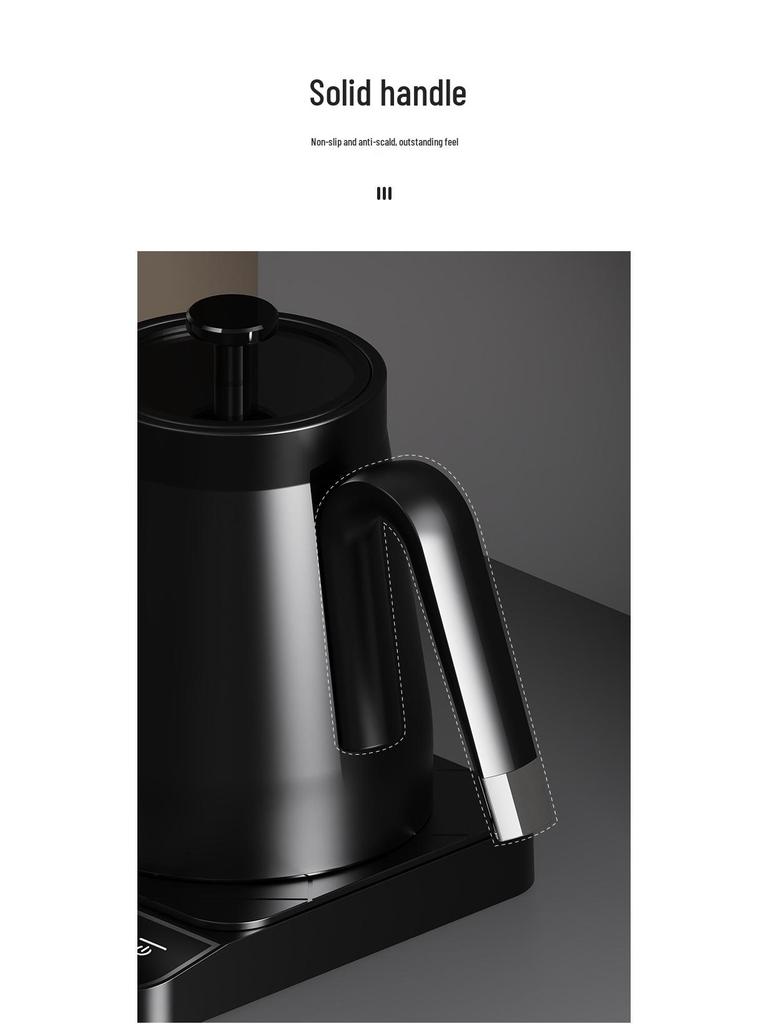 Temperaturkontrollerad vattenkokare i rostfritt stål med svanhals och överhällbar kaffe- och tekokare