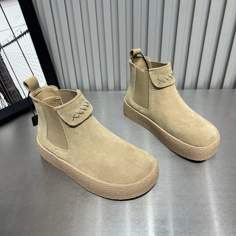 Frosted leather high-top thick sole 2025 autumn new one-pedal elastic mouth lazy Martin boots casual short boots single boots