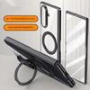 Metal Ring Holder Magsafe Magnetic Phone Case for Samsung Galaxy Z Fold 7 Spring Hinge with Tempered Glass Film Protection Cover