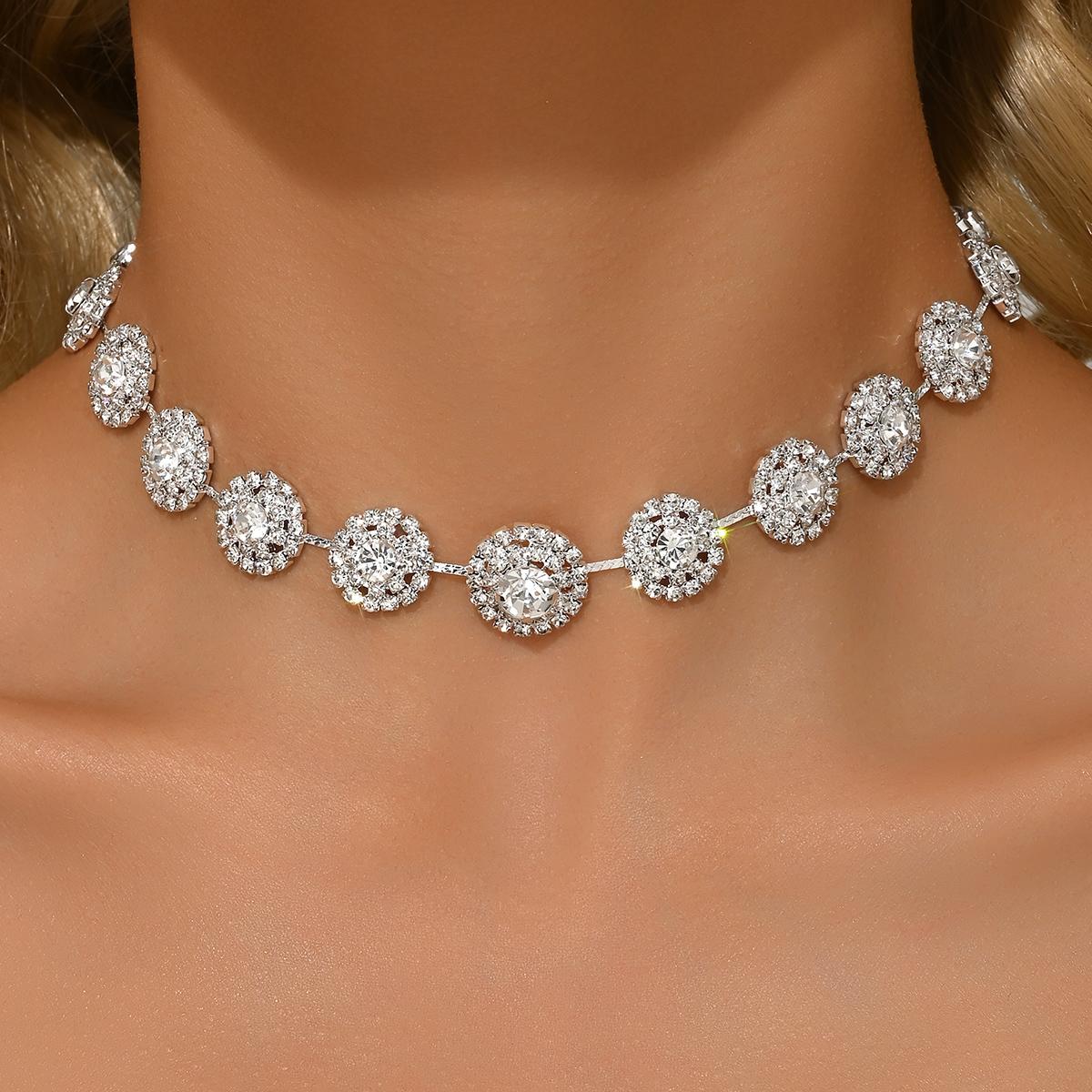 

1PC Women s Fashion Geometric Circular Design Necklace Zircon Suitable for Date, Party, Festival Gifts-2173