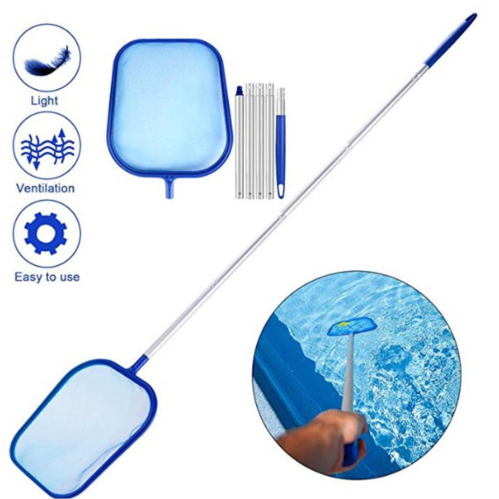 Swimming Pool Skimmer Net with 5 Section Aluminum Pole Ultra Rake Mesh Netting Bag Basket Leaf Removal Garden Pond Cleaning Tool