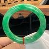 Natural Green Round Jade Bracelet with Large Holes - Ice Waxy Texture