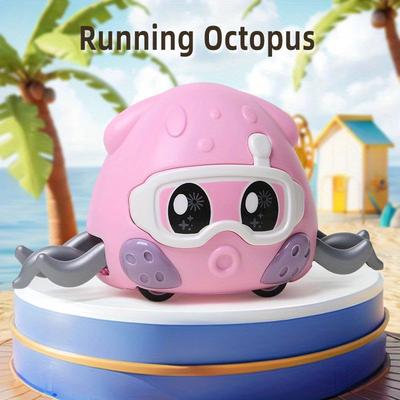 Interactive Octopus Toddler Toy with Double Loop Power Running Feature Durable PC Material,Early Education Crawling Toy for Youngsters,Developmental