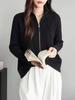 Korean Style Stand Collar Double Zipper Knit Sweater – Fashionable, Versatile, Loose Fit Long Sleeve Top for Women.