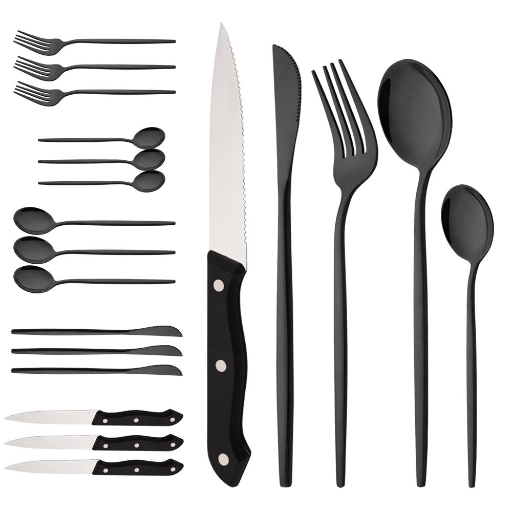 20Pcs Dinnerware Set Stainless Steel Tableware Mirror Dinner Gold Cutlery Set Steak Knife Fruit Fork Spoon Flatware Kitchen Set