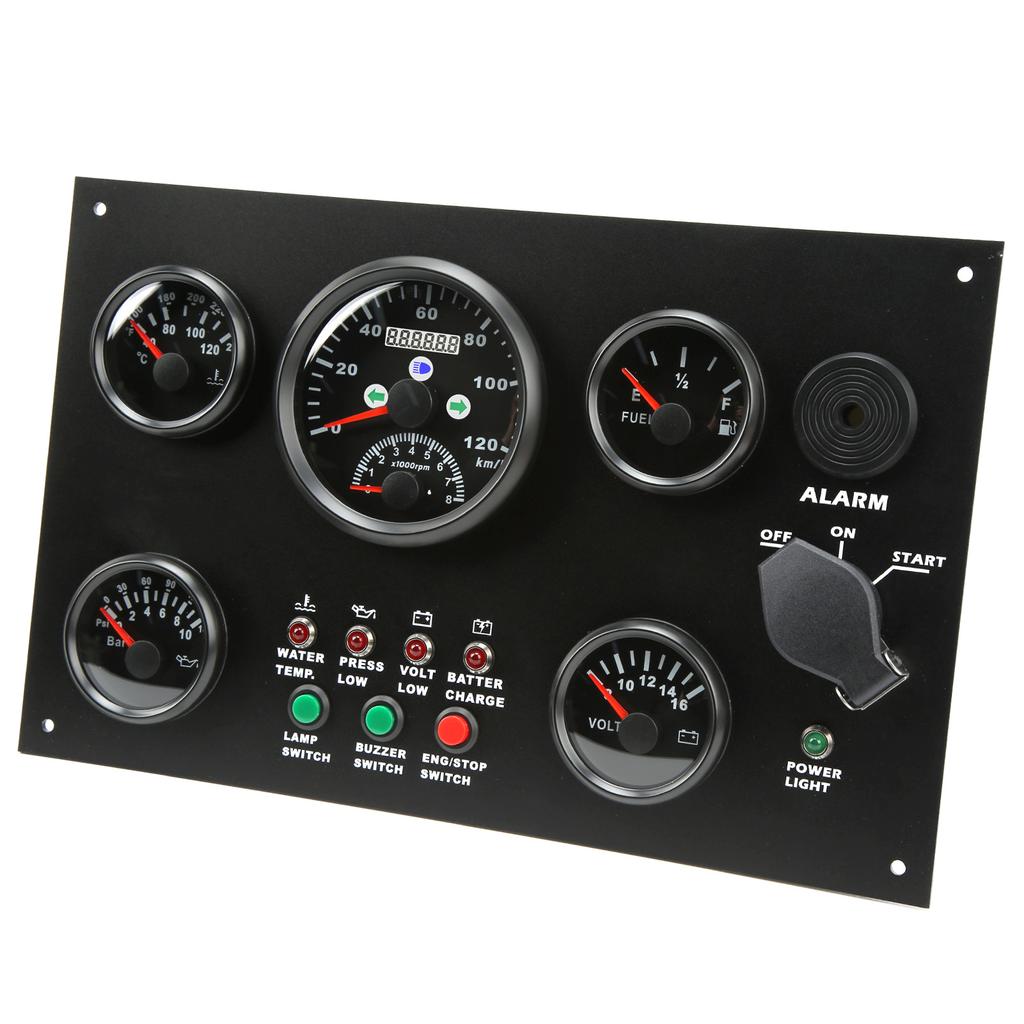 Conjunto de 5 Instrumentos Velocímetro Nível de Combustível Temperatura da Água Medidor de Pressão do Óleo Voltímetro Barco