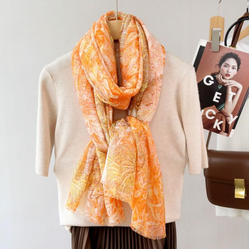 Unisex Wool Scarf 100% Floral Print Soft Warm Winter Shawl